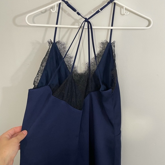 Adeptness Rae M midi blue black lace slip Dress - Picture 9 of 11